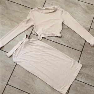 2 piece tan set skirt & top